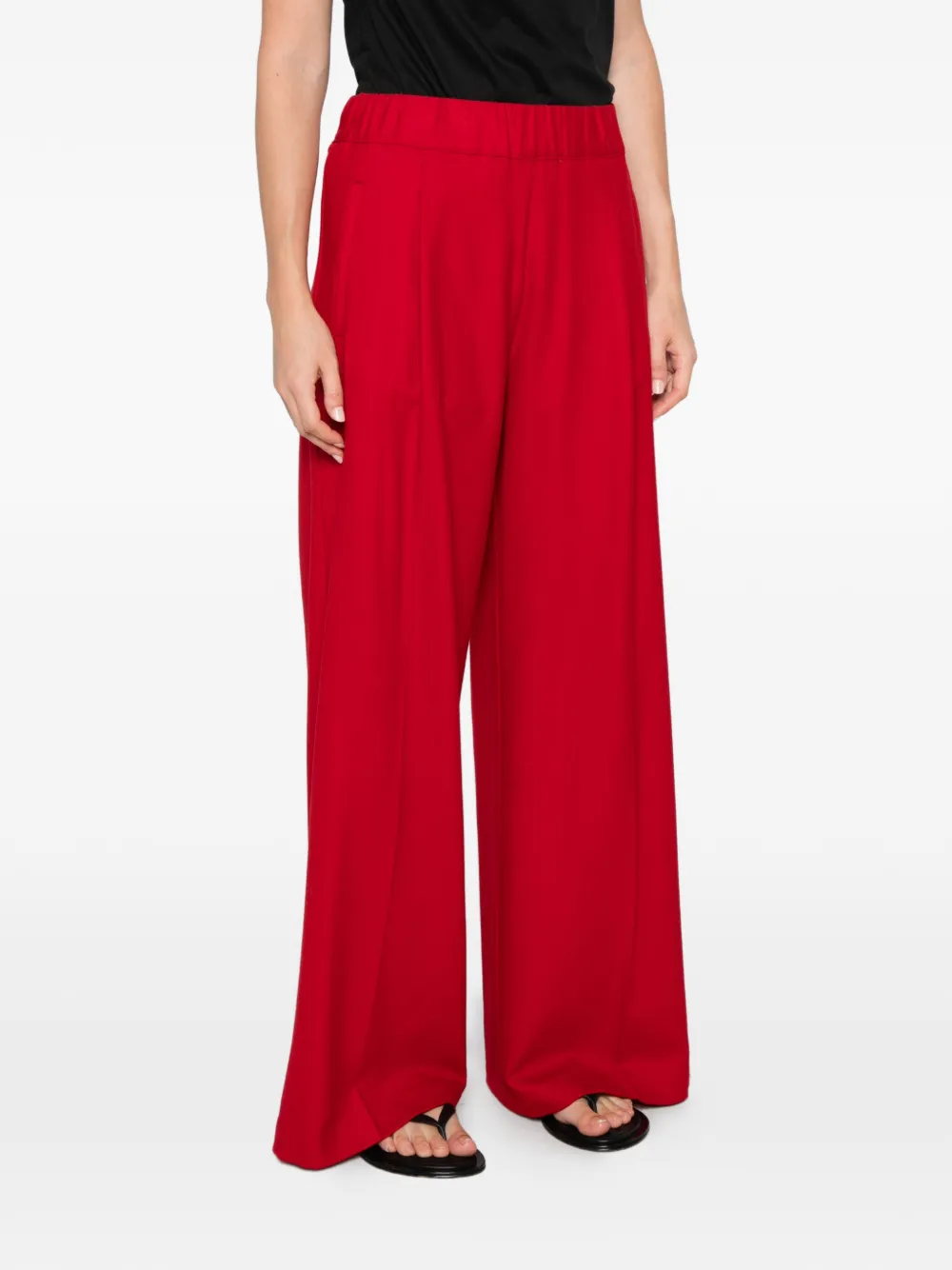 Semicouture Plooibroek met wijde pijpen Rood