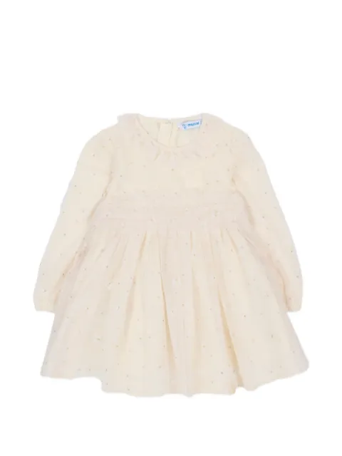 Mayoral ruffled floral-embroidered dress