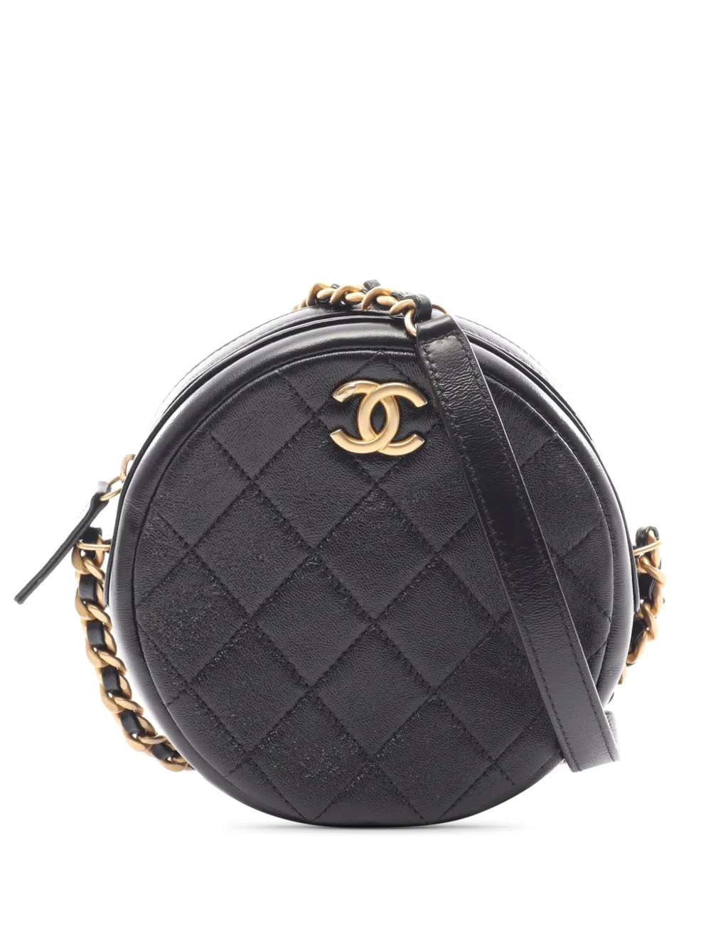 CHANEL Pre-Owned 2020 Quilted Lambskin Round crossbody bag - Nero