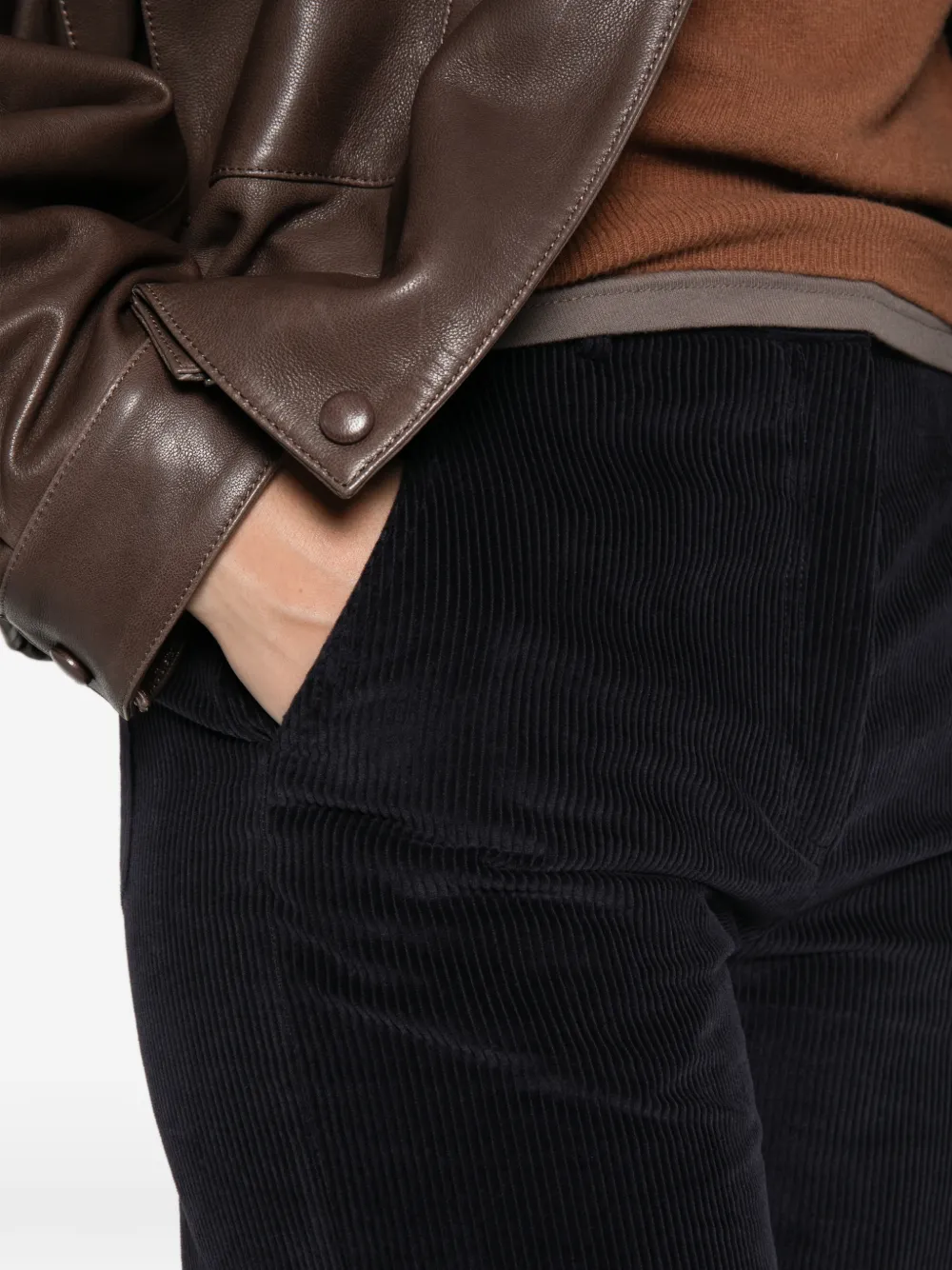 Semicouture Ribfluwelen broek met wijde pijpen Blauw