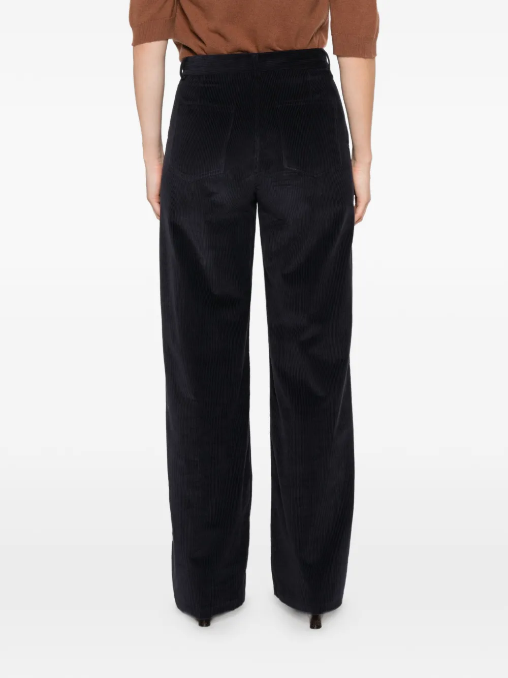 Semicouture Ribfluwelen broek met wijde pijpen Blauw