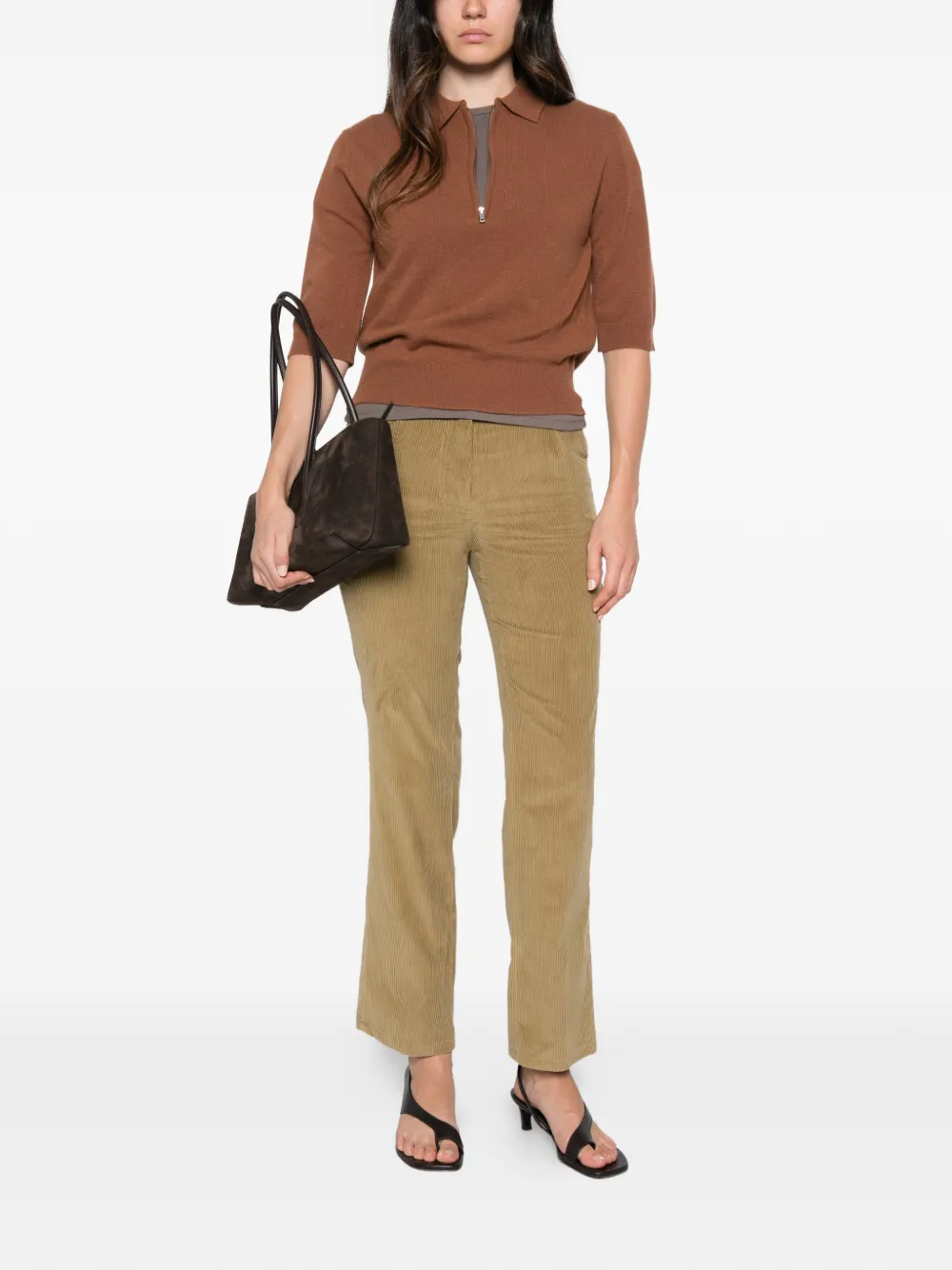 Semicouture Ribfluwelen broek Beige