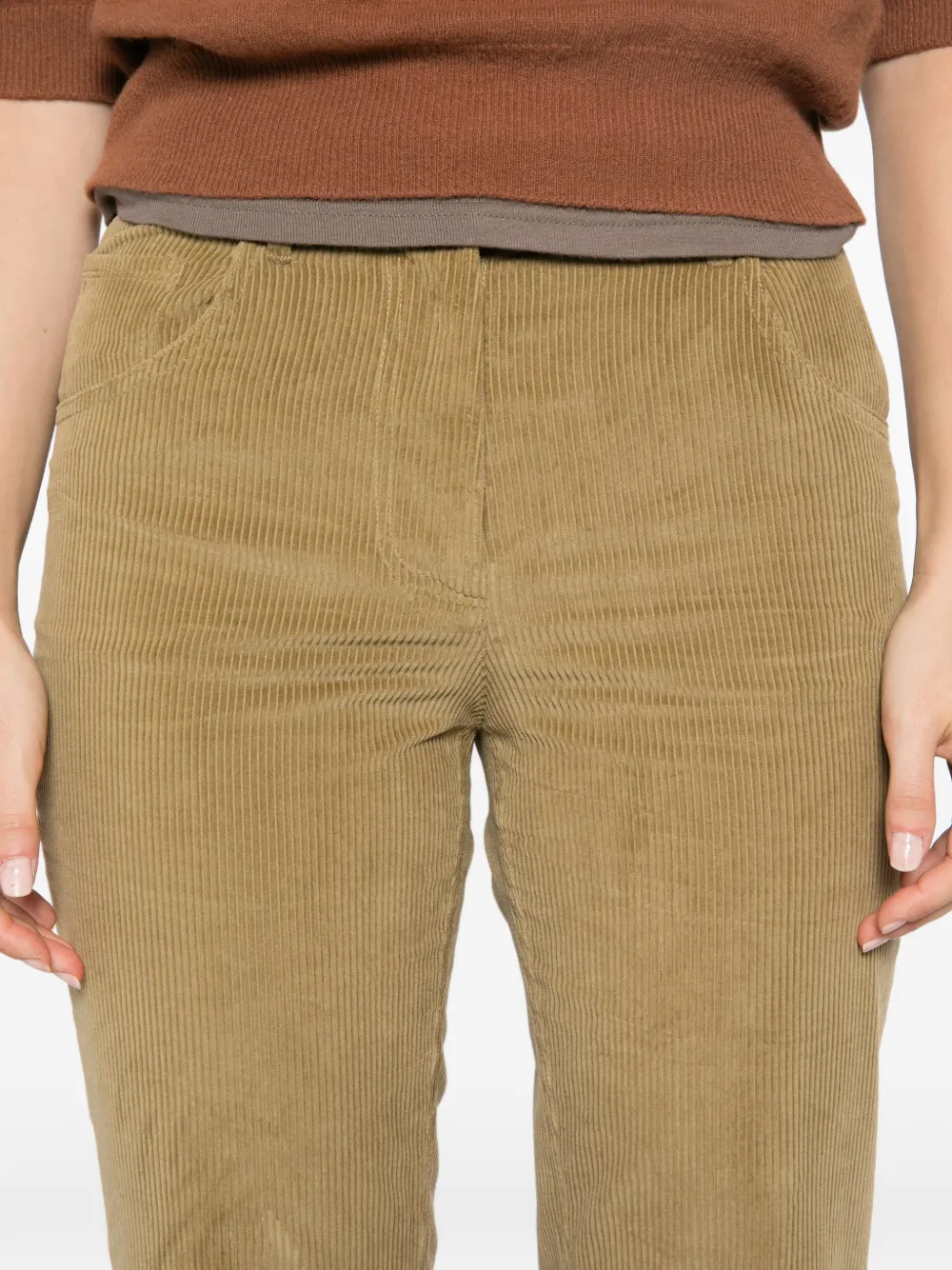 Semicouture Ribfluwelen broek Beige