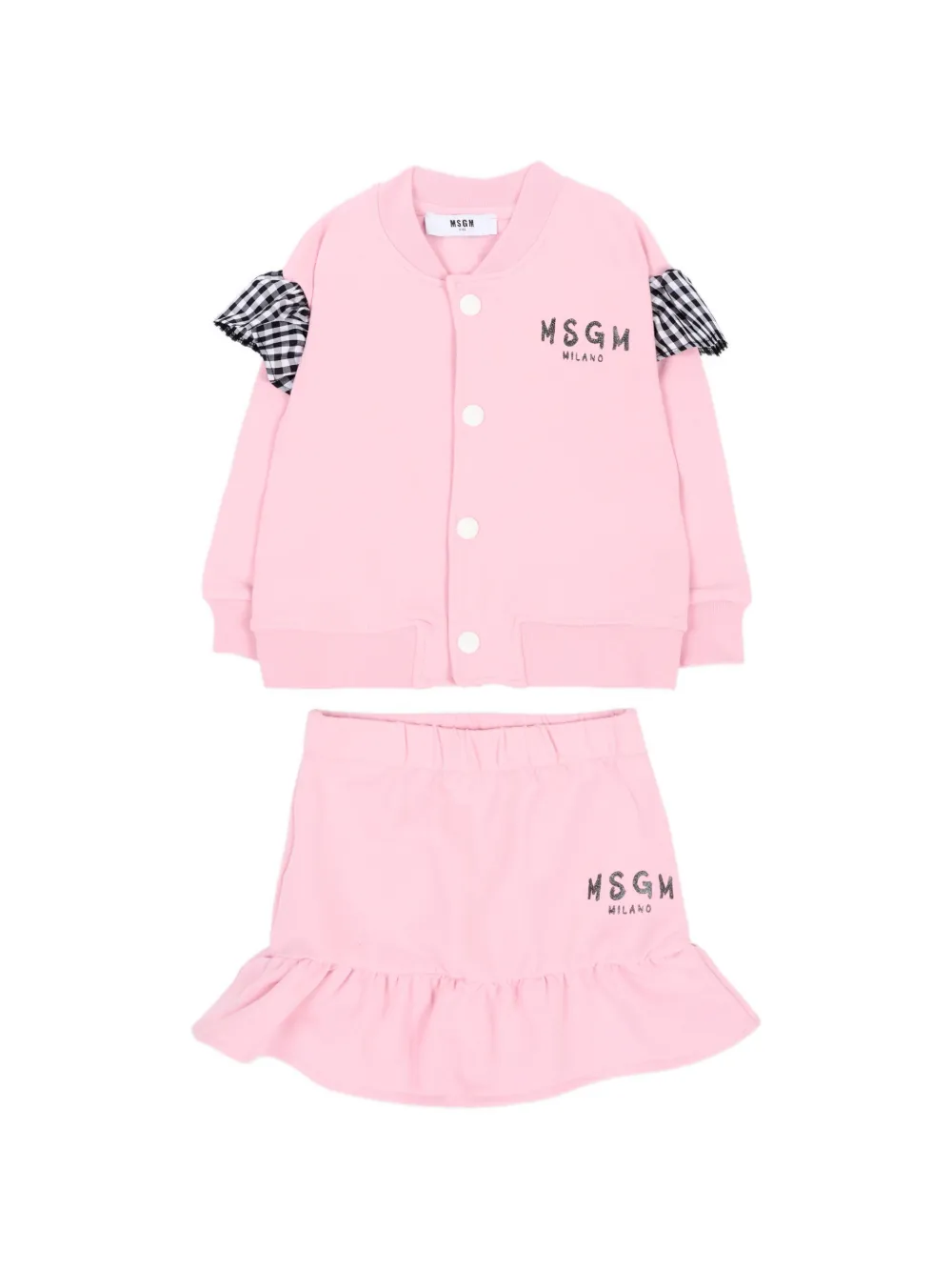 MSGM Kids Rokset met knopen en ruches aan de zoom Roze
