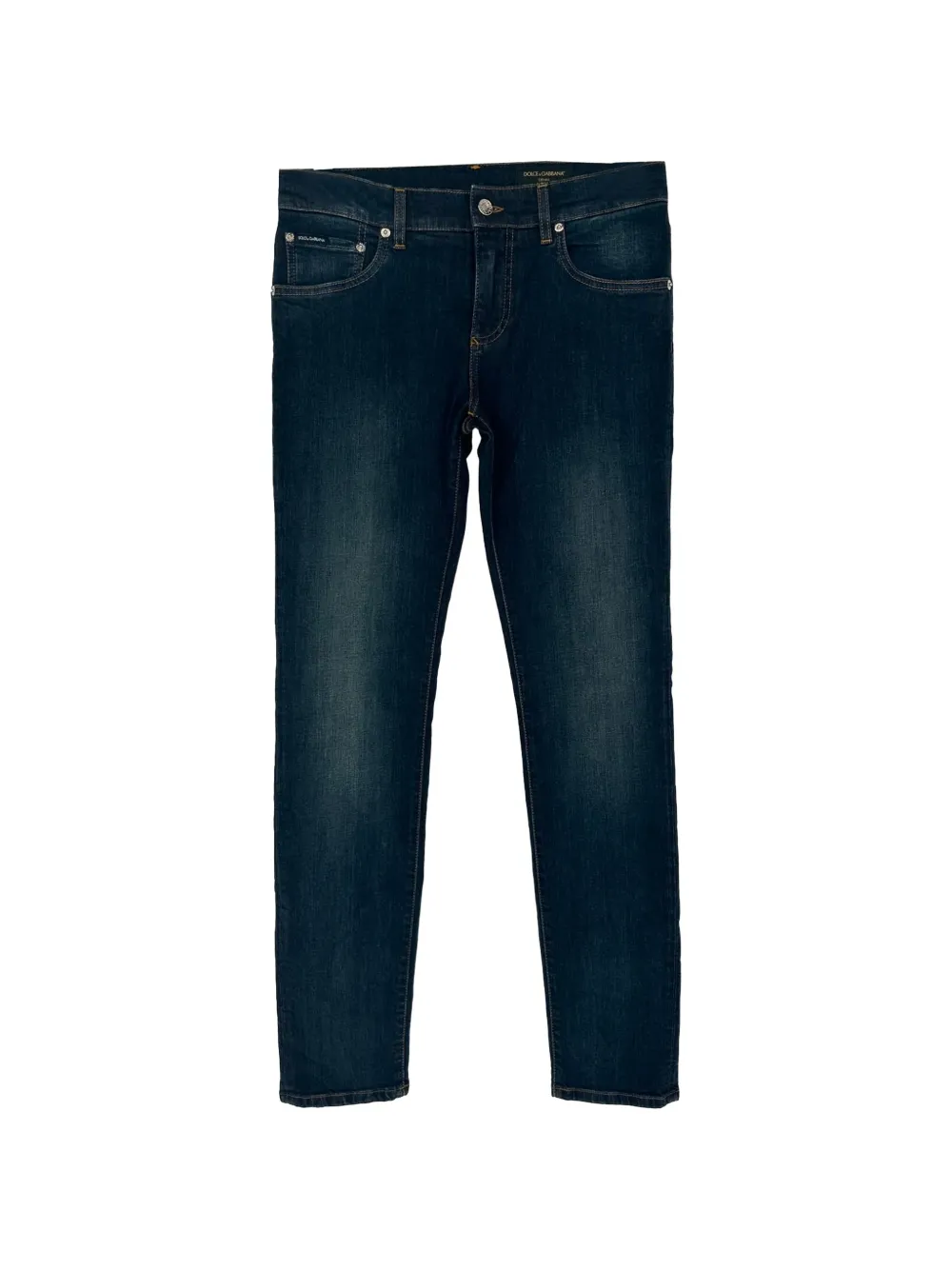 Dolce & Gabbana Pre-Owned logo-patched skinny jeans - Blu