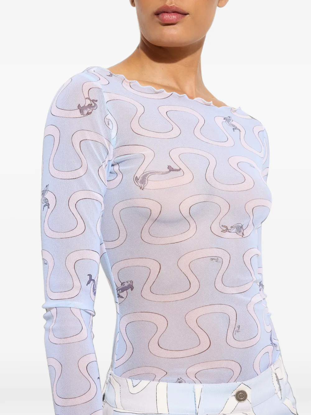 PUCCI Tulen top met Onda-print Blauw