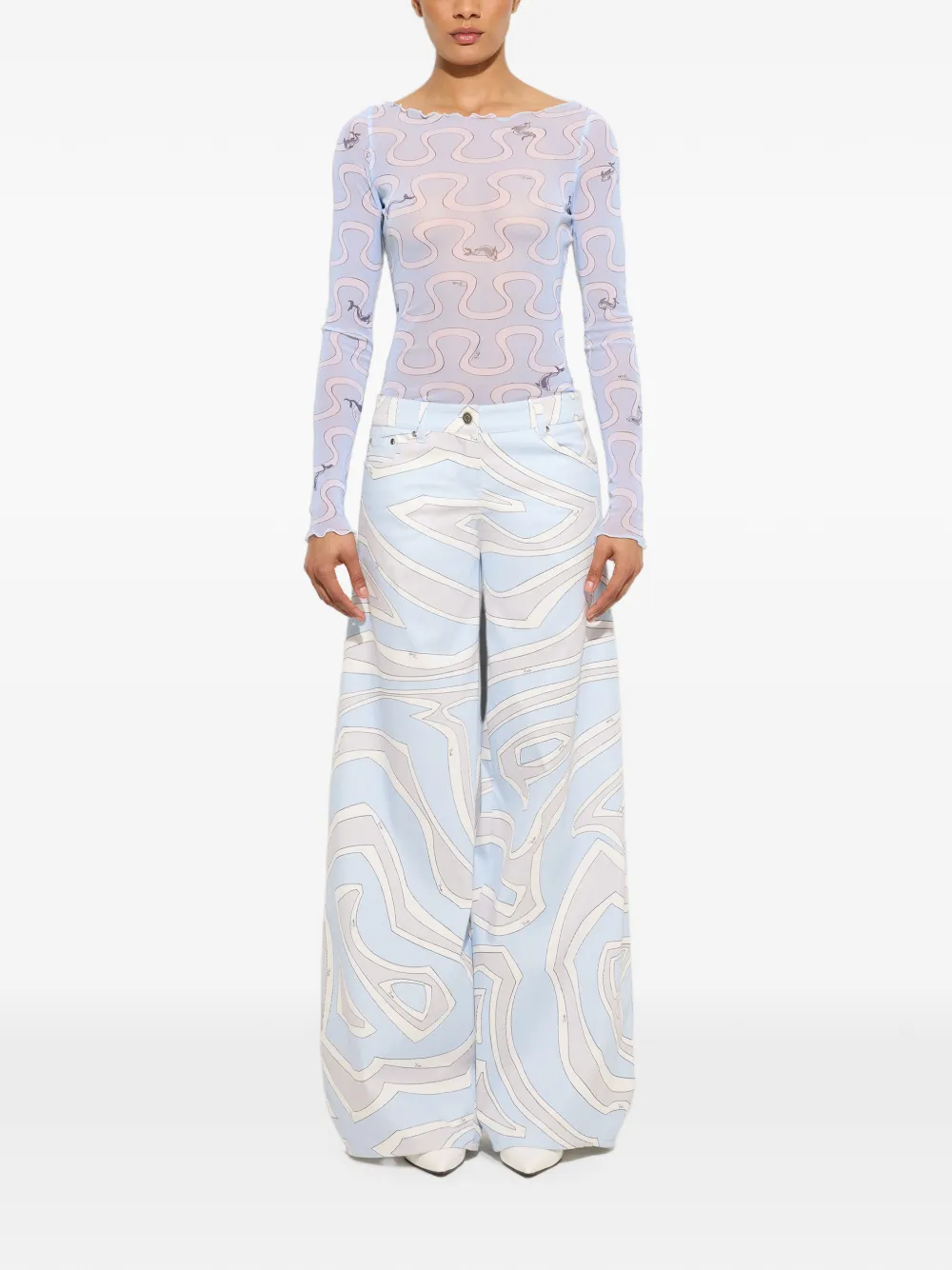 PUCCI Tulen top met Onda-print Blauw