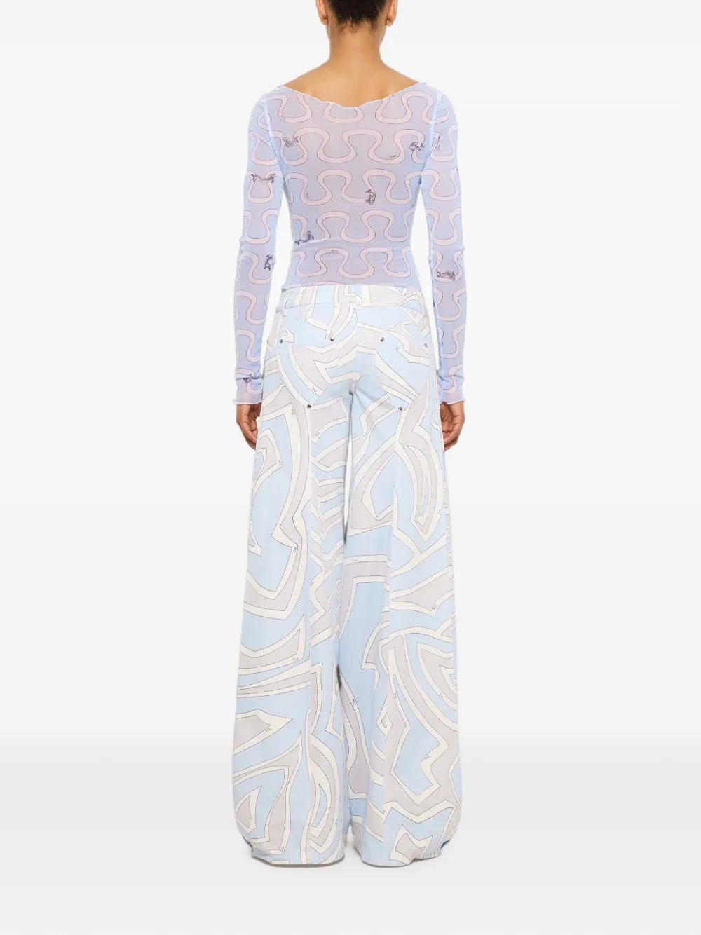 PUCCI Tulen top met Onda-print Blauw