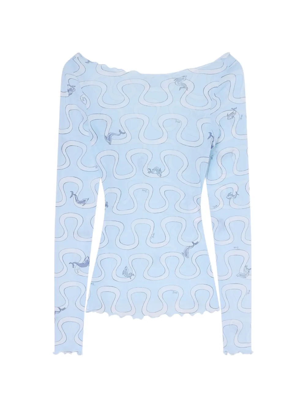 PUCCI haut en tulle à imprimé Onda - Bleu PUCCI haut en tulle à imprimé Onda - Bleu