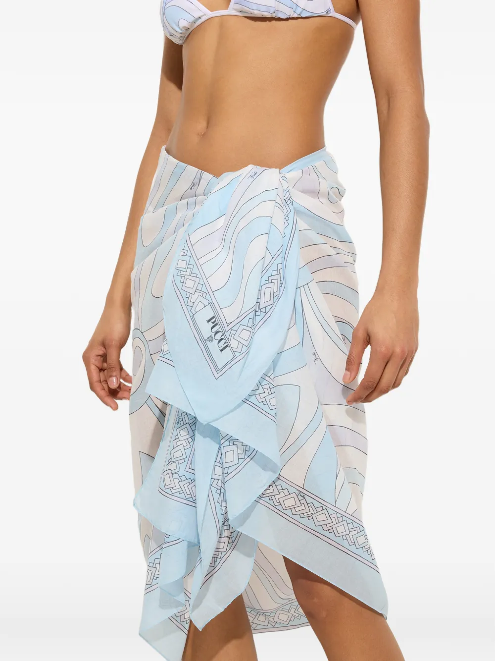 PUCCI Katoenen wikkelrok met Marmo-print Blauw
