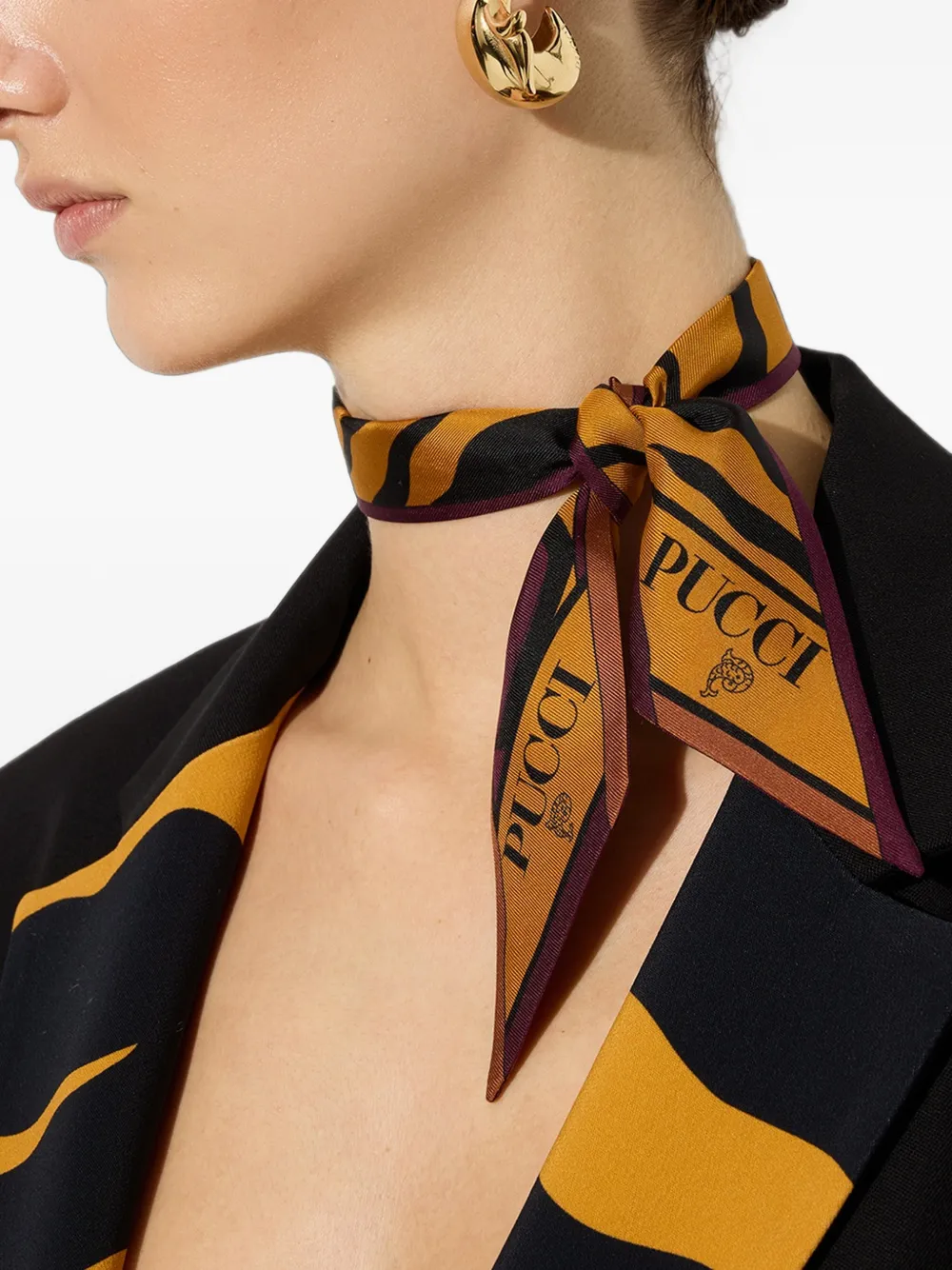 PUCCI Baiadera en Fiamme zijden bandeau met print Geel
