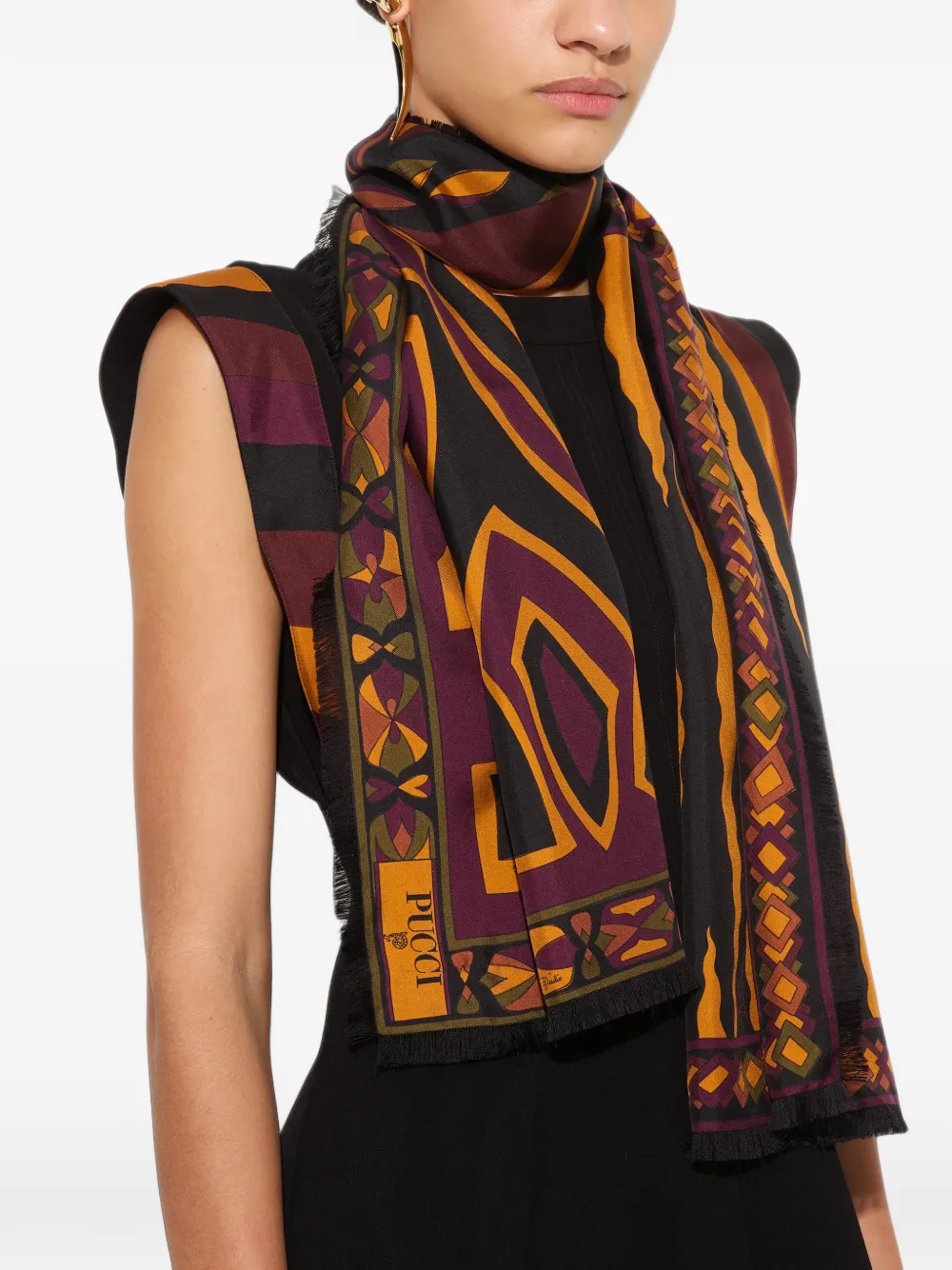 PUCCI Zijden stola met print Zwart