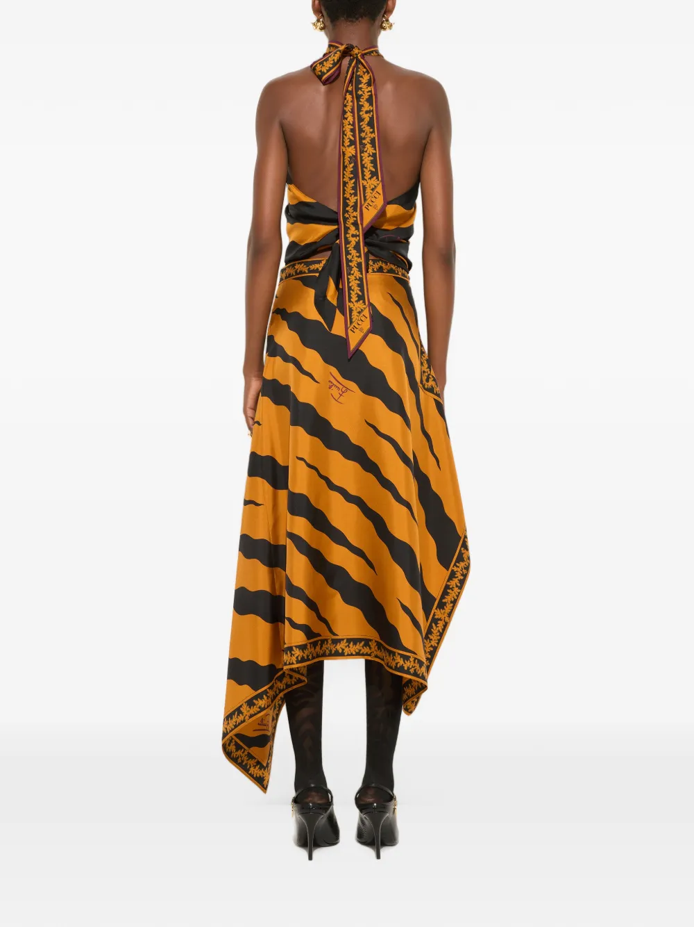 PUCCI Haltertop met Fiamme-print Oranje