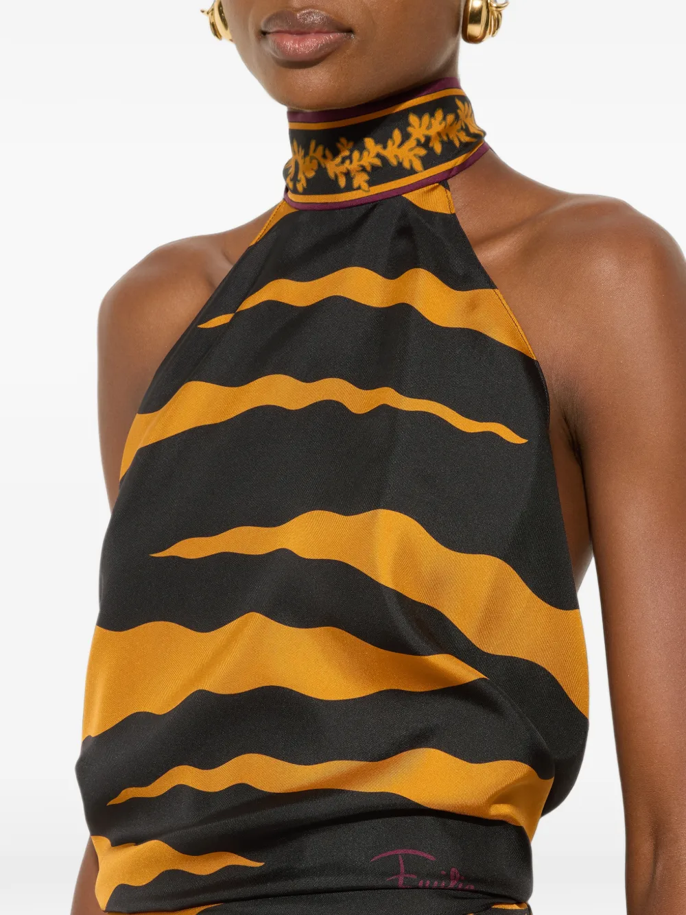 PUCCI Haltertop met Fiamme-print Oranje