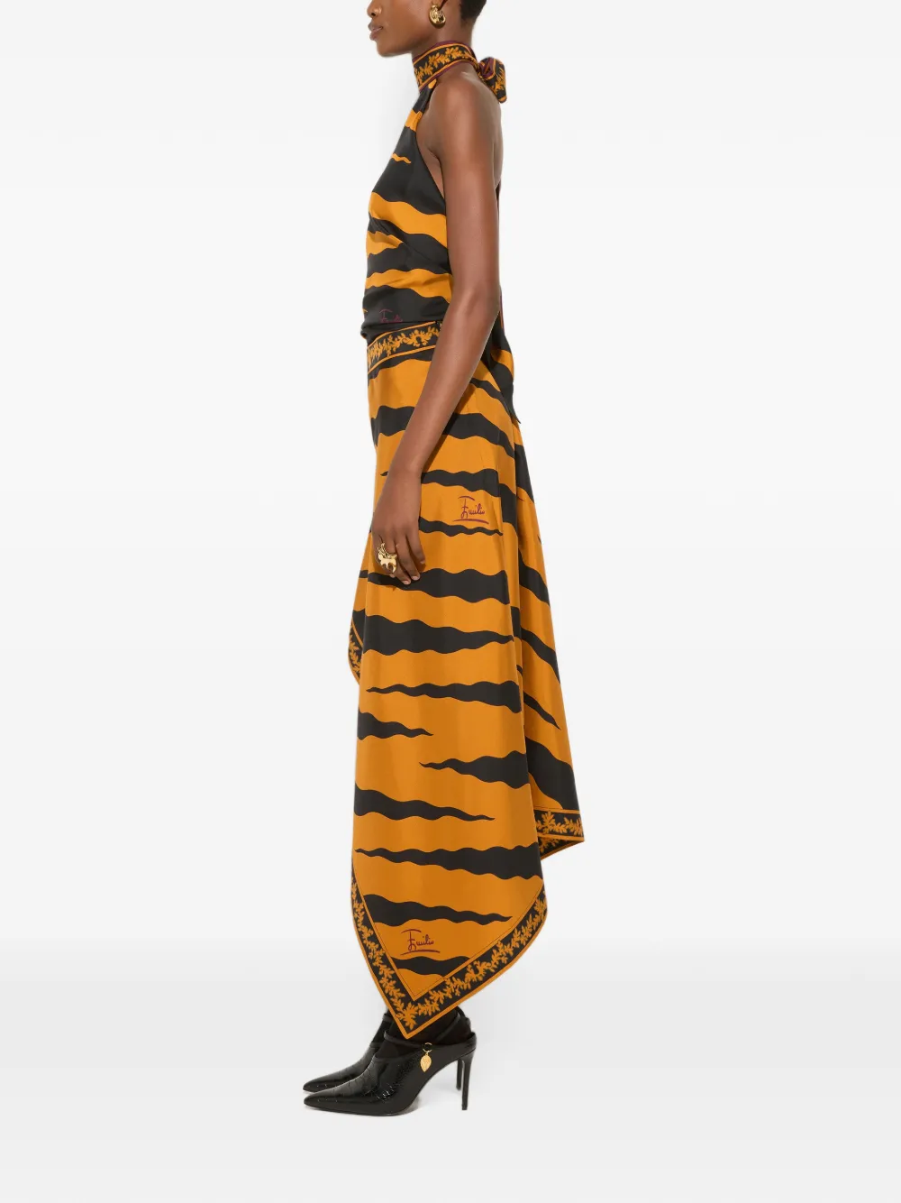 PUCCI Haltertop met Fiamme-print Oranje