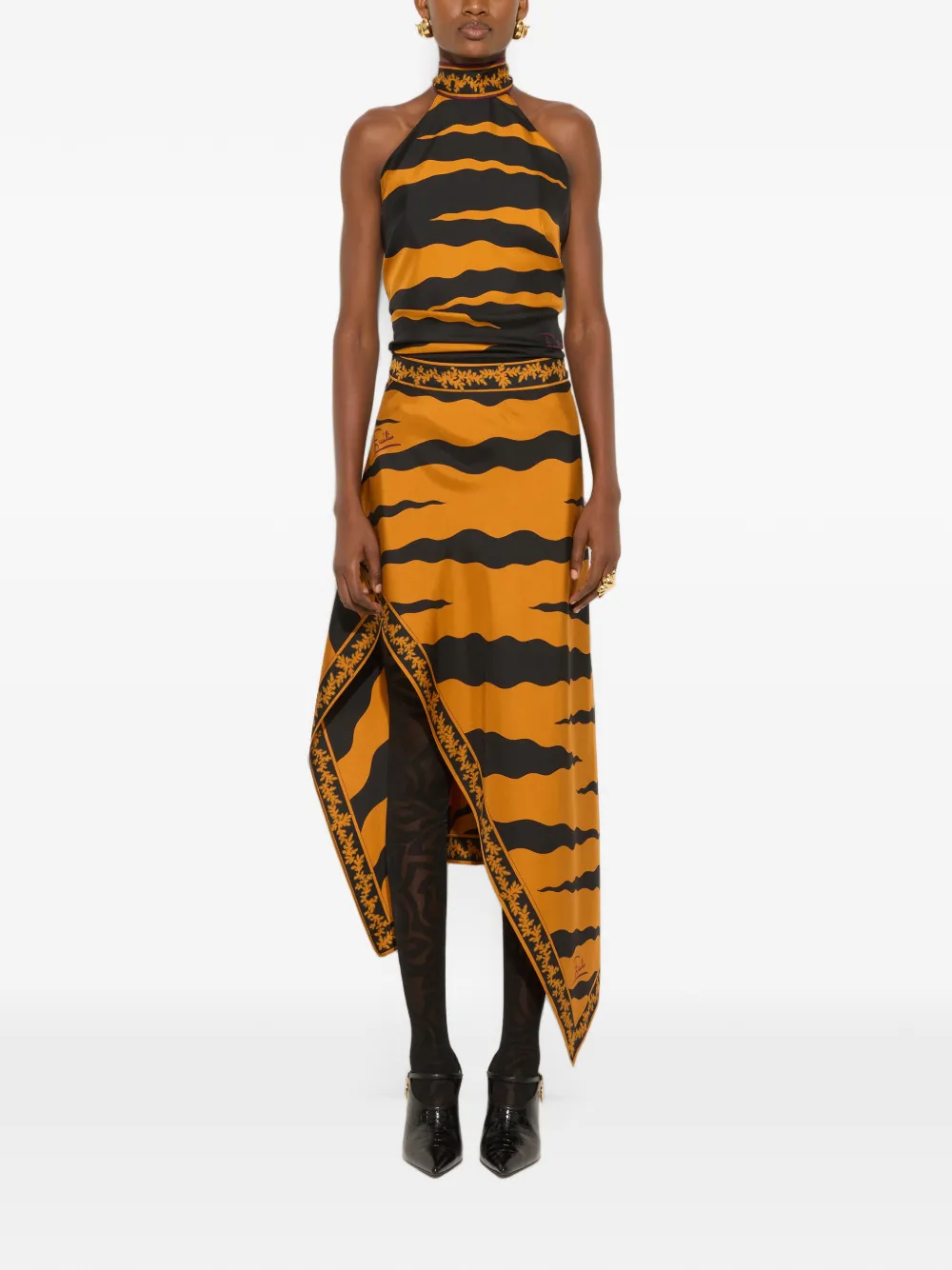 PUCCI Haltertop met Fiamme-print Oranje