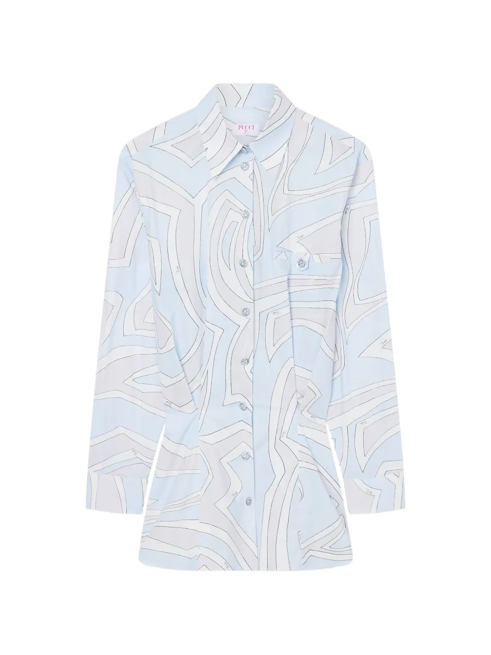 PUCCI Katoenen blousejurk met Labirinto-print Blauw