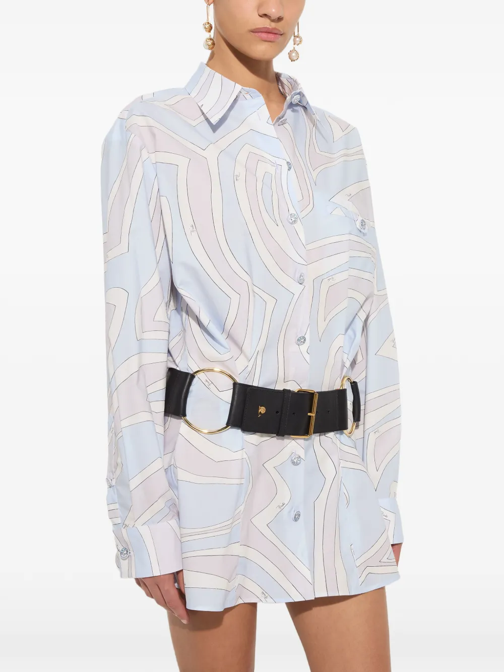 PUCCI Katoenen blousejurk met Labirinto-print Blauw