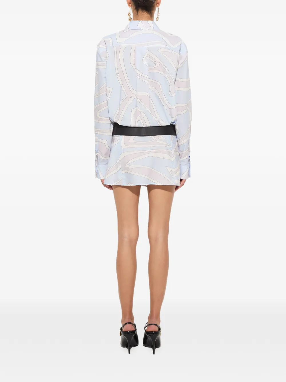 PUCCI Katoenen blousejurk met Labirinto-print Blauw