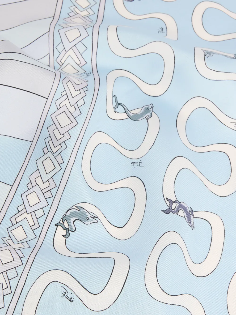PUCCI Zijden sjaal met Onda en Iride-print Blauw
