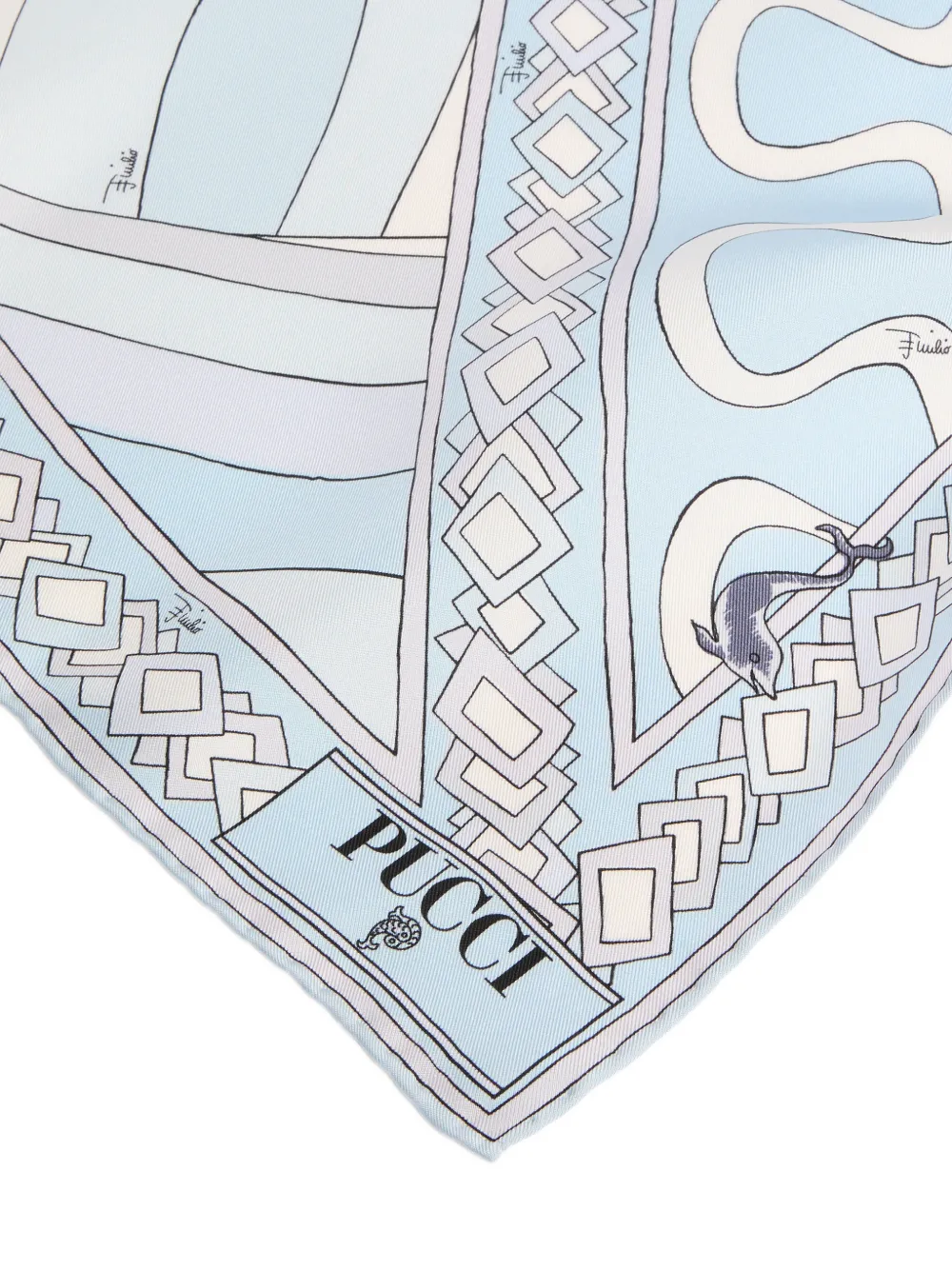 PUCCI Zijden sjaal met Onda en Iride-print Blauw