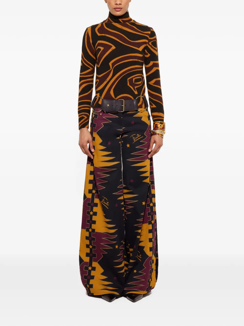 PUCCI Wollen trui met hoge hals en Labirinto-print Zwart