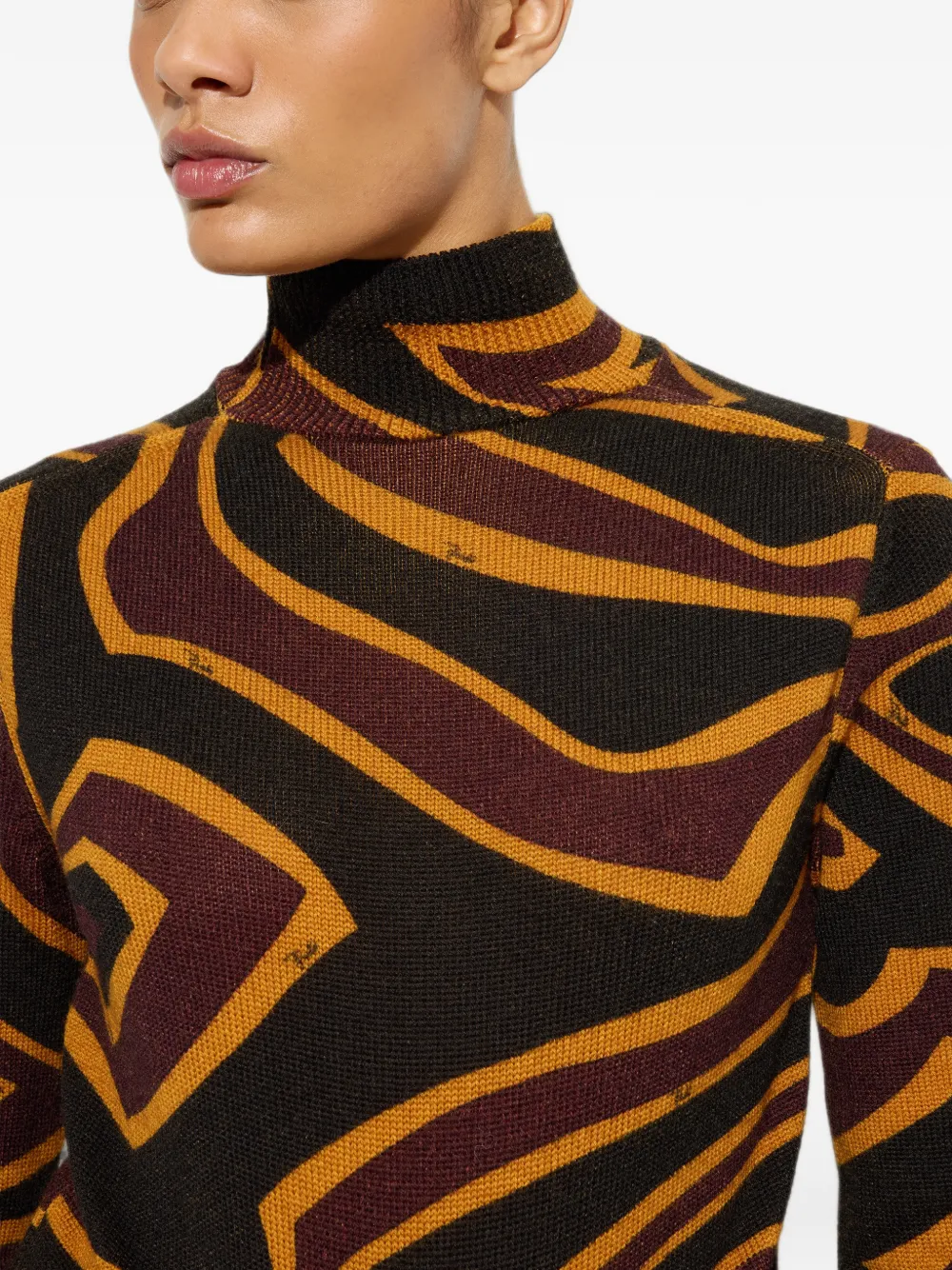 PUCCI Wollen trui met hoge hals en Labirinto-print Zwart