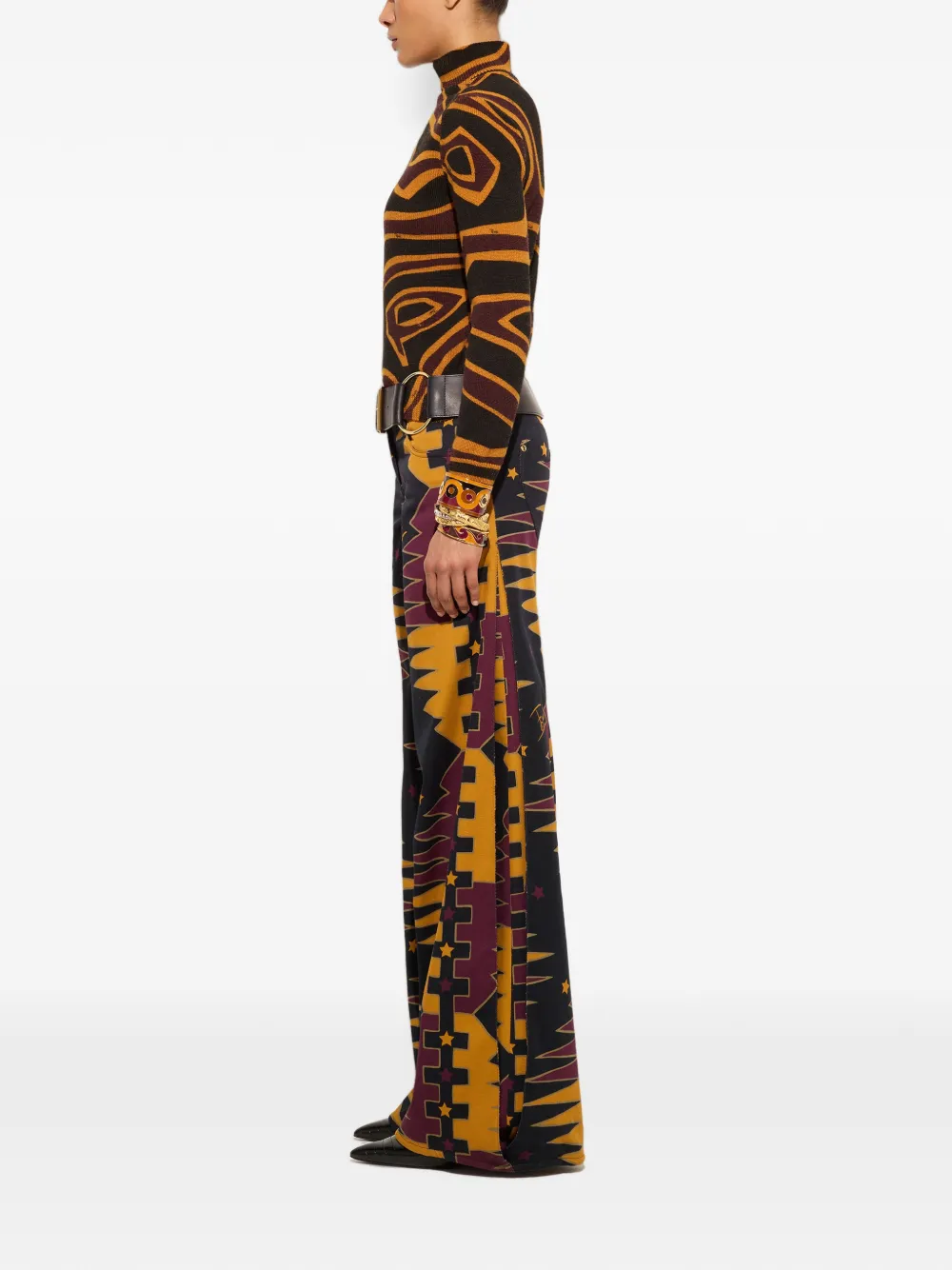 PUCCI Wollen trui met hoge hals en Labirinto-print Zwart