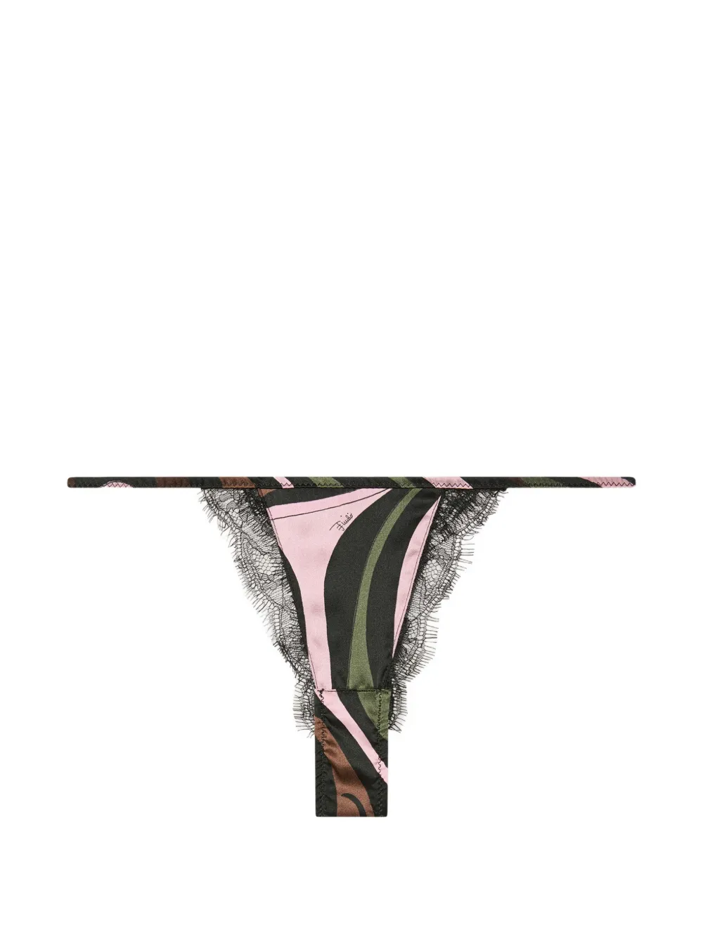 PUCCI string en satin de soie stretch à imprimé Marmo - Noir PUCCI string en satin de soie stretch à imprimé Marmo - Noir