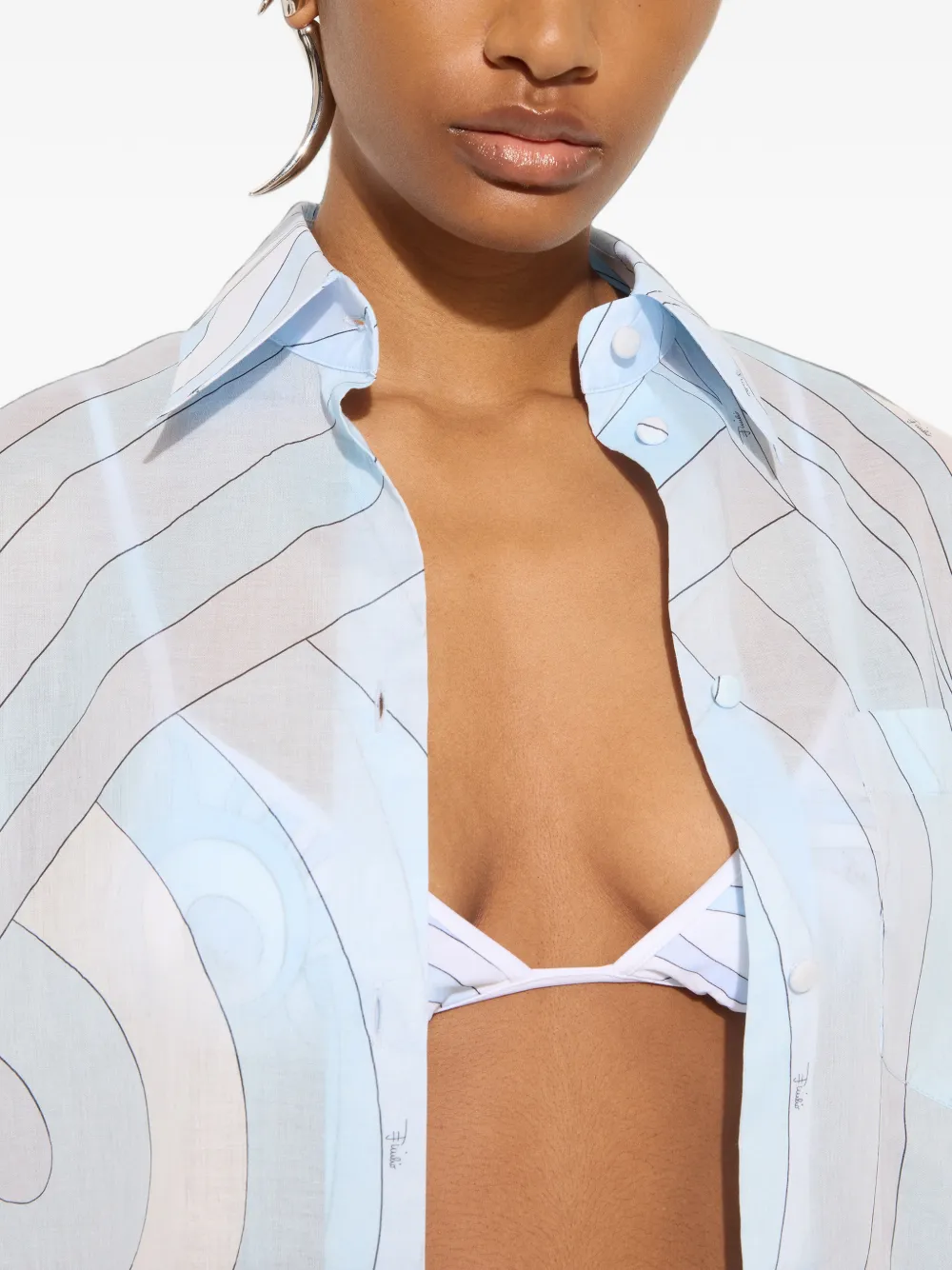 PUCCI Mousseline blouse met Iride-print Blauw