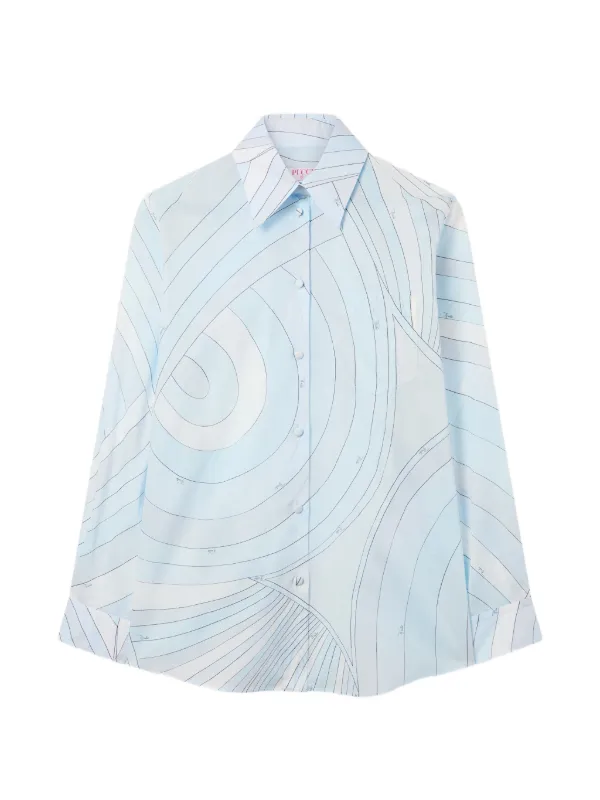 Pucci Iride Print Muslin Shirt in Blue