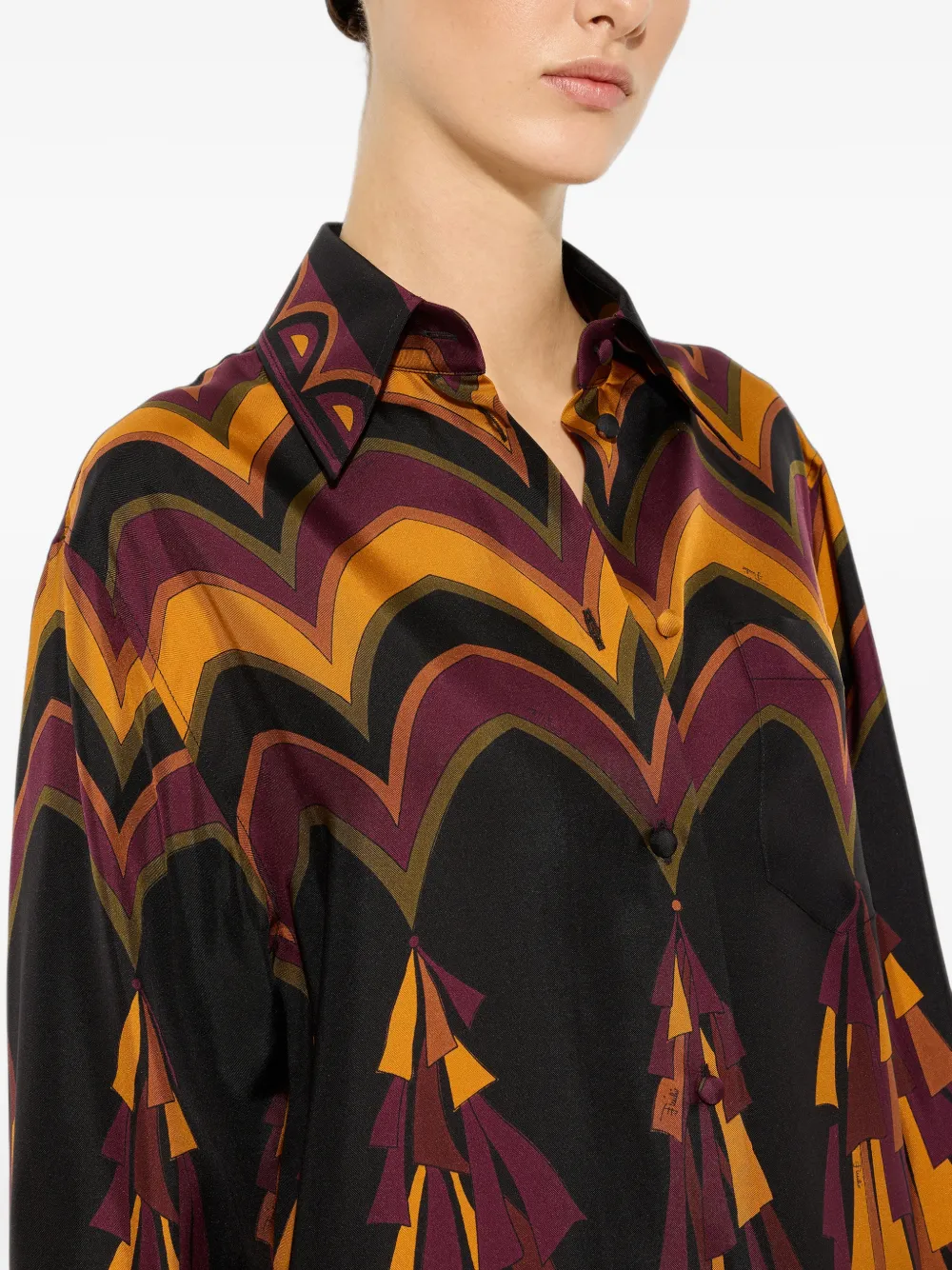 PUCCI Baiadera zijden blouse met print Zwart