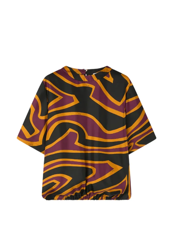Pucci Labirinto Print Silk Top in Black