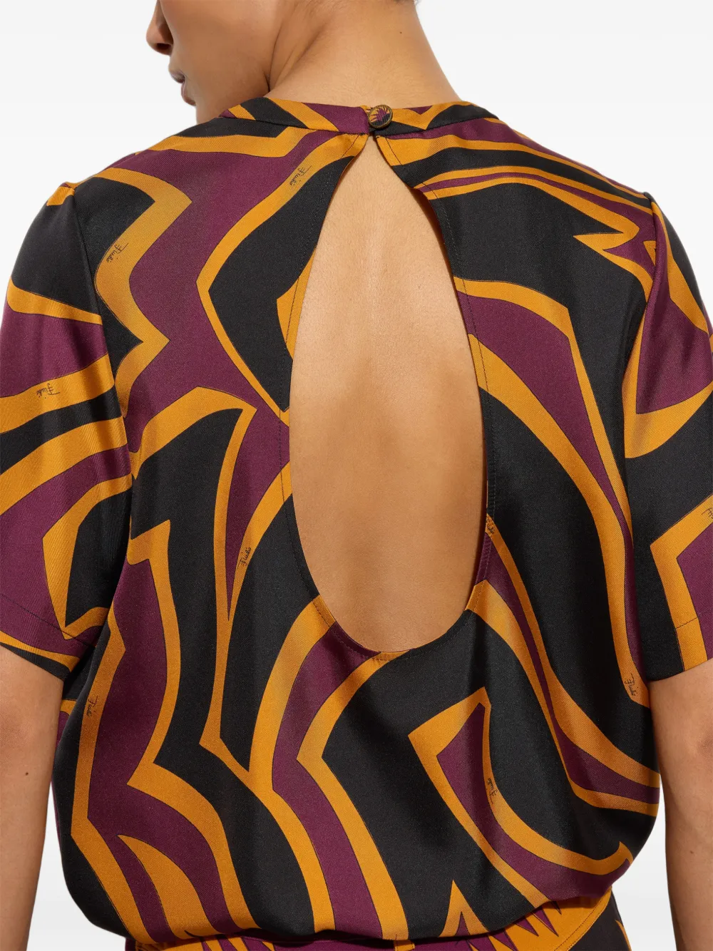 PUCCI Zijden top met Labirinto-print Zwart