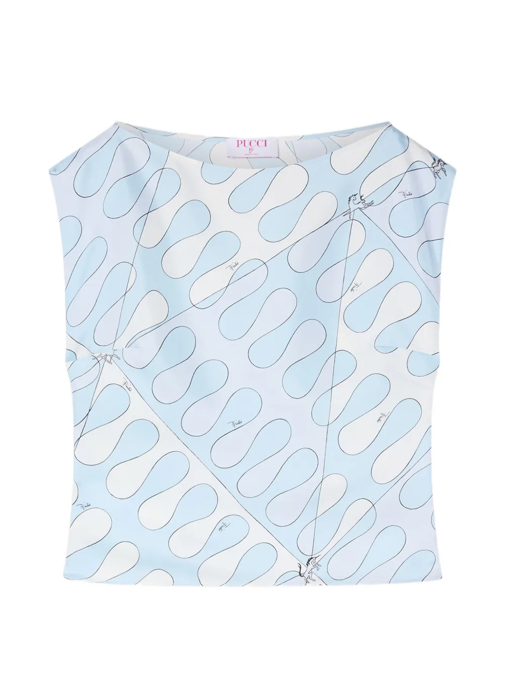 PUCCI Top in seta con stampa Leocorno - Blu