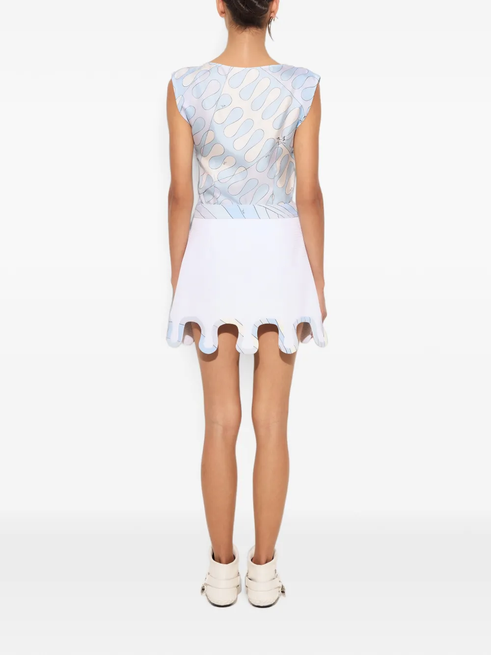 PUCCI Zijden top met Leocorno-print Blauw