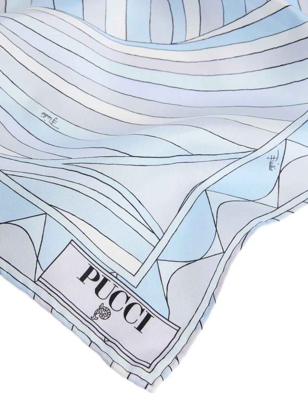 PUCCI Zijden sjaal met Iride-print Blauw