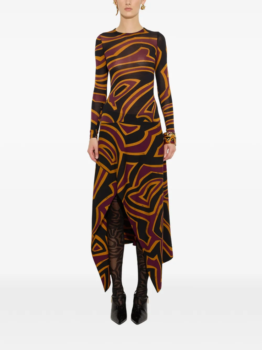 PUCCI Labirinto jersey jurk met print Zwart