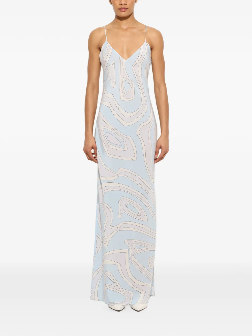 PUCCI Crêpe de chine jurk met Labirinto-print Blauw