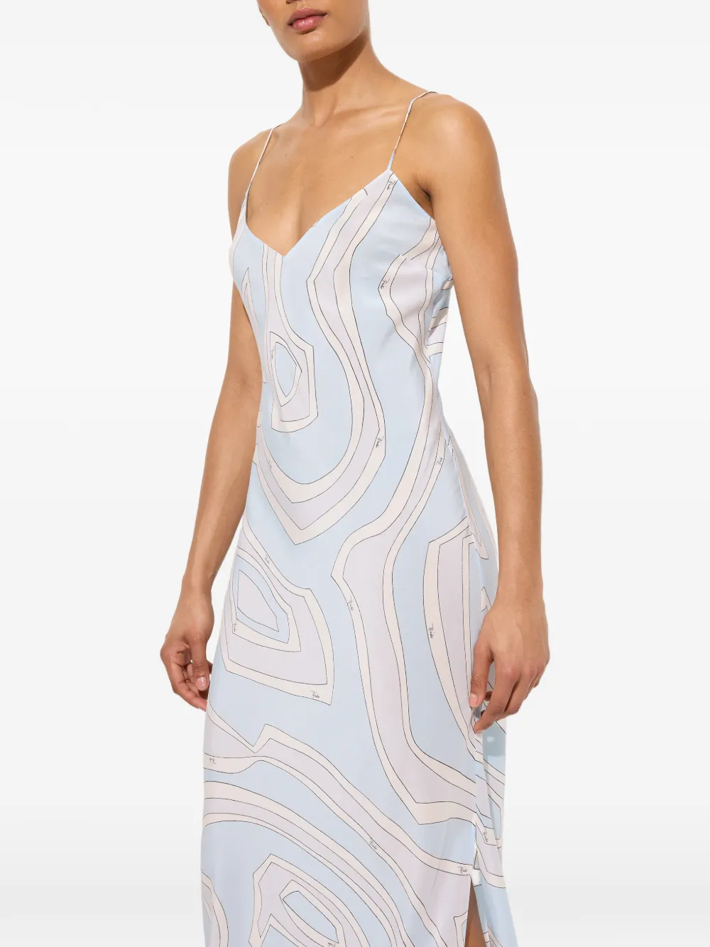 PUCCI Crêpe de chine jurk met Labirinto-print Blauw