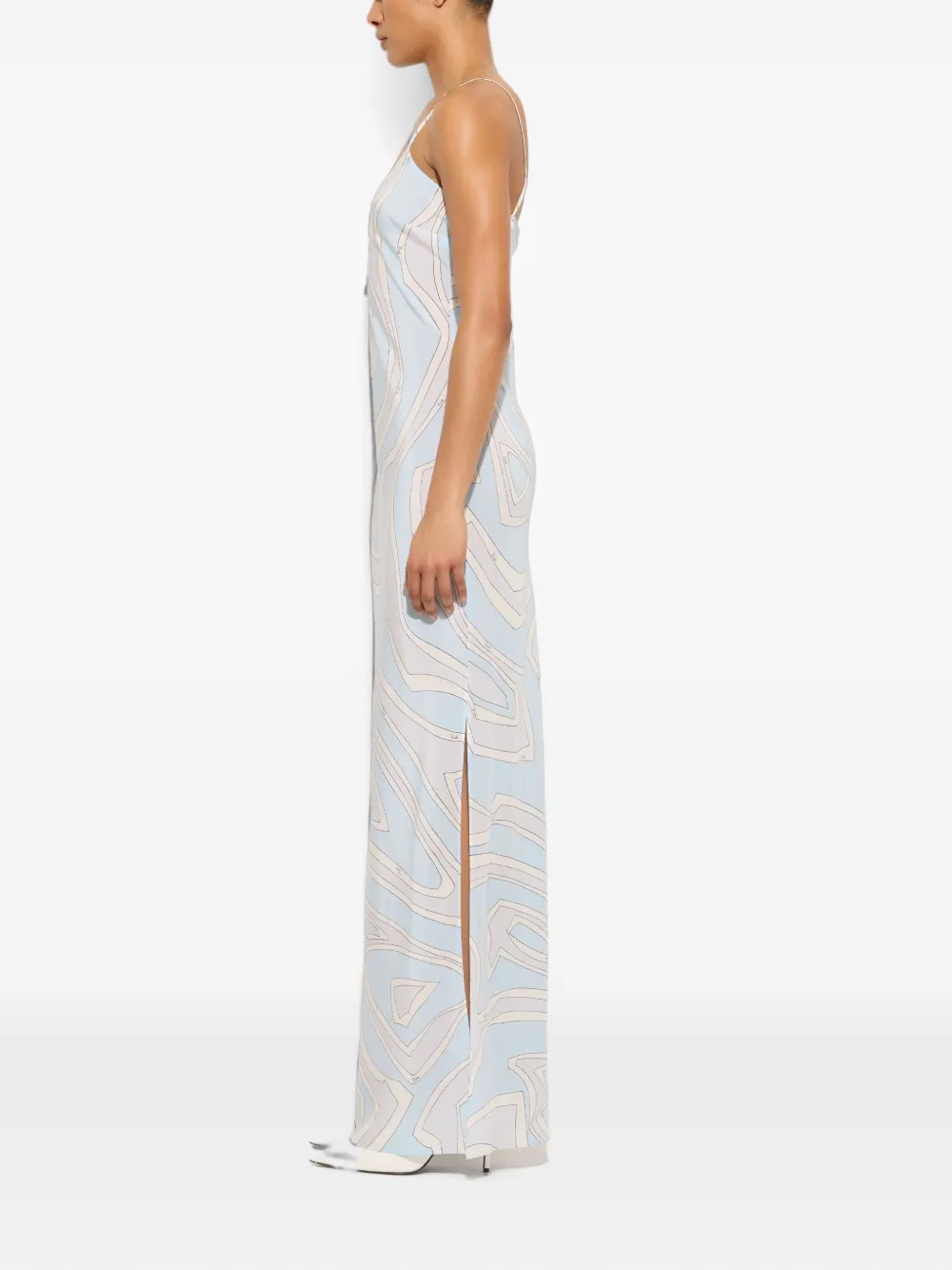 PUCCI Crêpe de chine jurk met Labirinto-print Blauw
