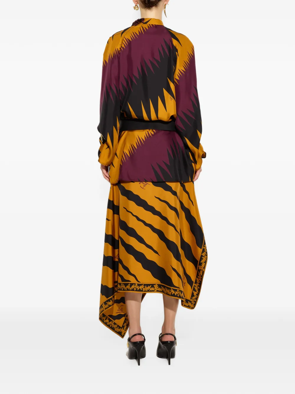 PUCCI Zijden jurk met Drago-print Oranje