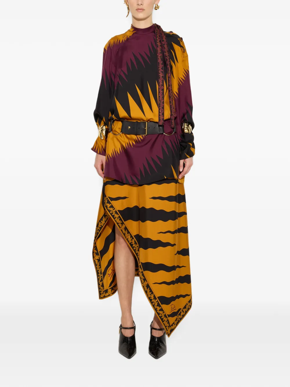 PUCCI Zijden jurk met Drago-print Oranje