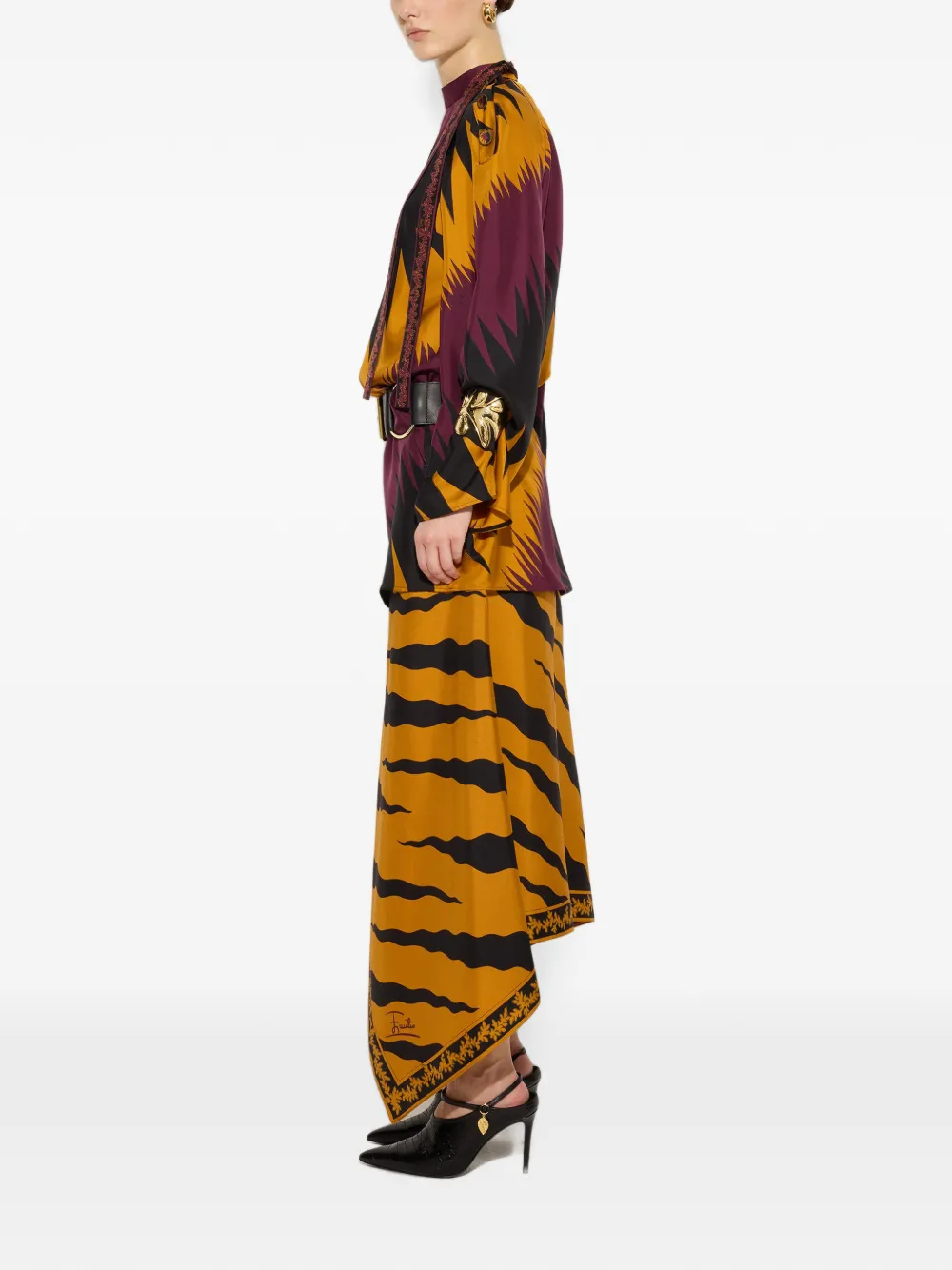 PUCCI Zijden jurk met Drago-print Oranje