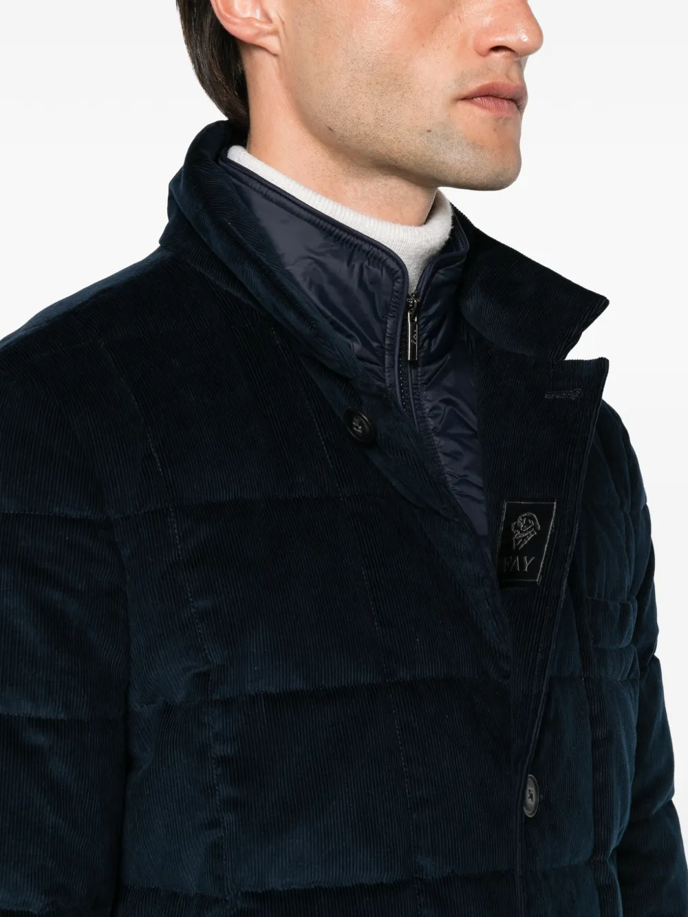 Fay Gewatteerd ribfluwelen jack Blauw