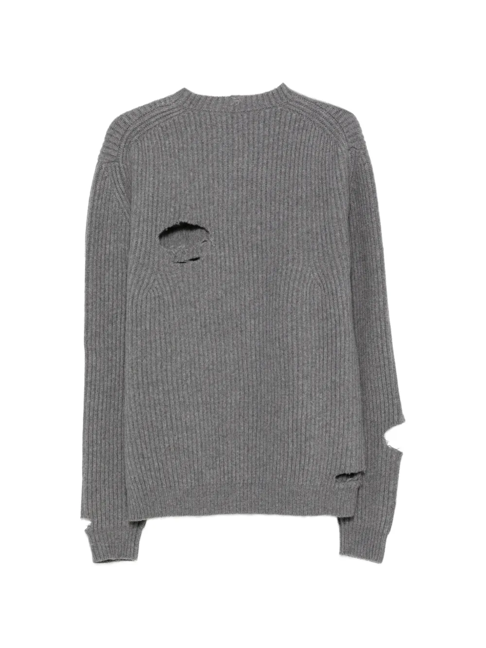 Haikure Linden distressed ribbed-knit sweater Grijs