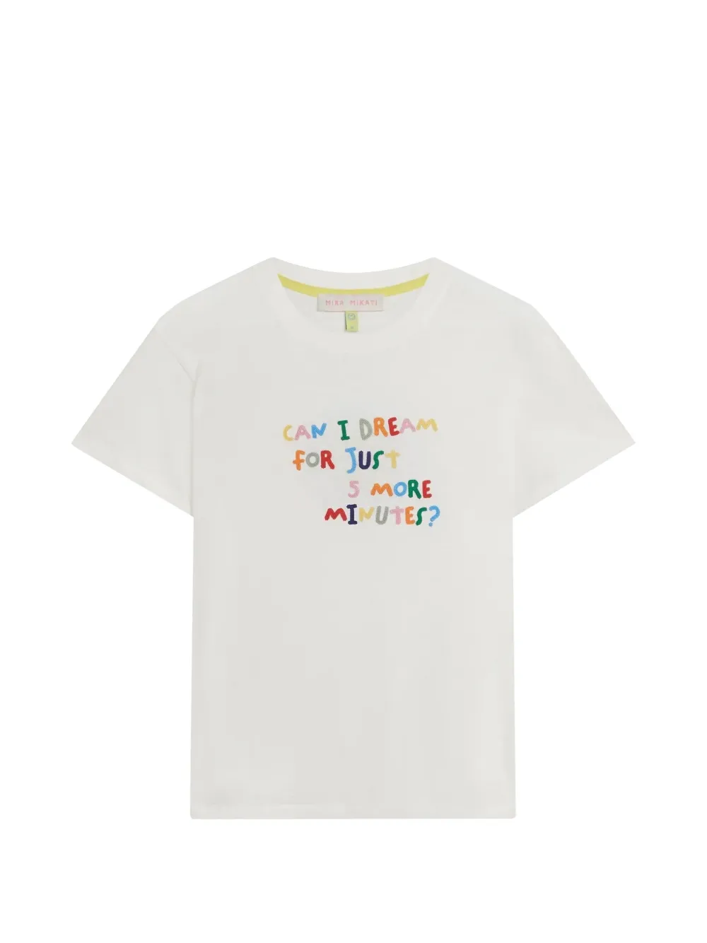 Mira Mikati t-shirt brodé Can I Dream For Five More Minutes - Blanc Mira Mikati t-shirt brodé Can I Dream For Five More Minutes - Blanc