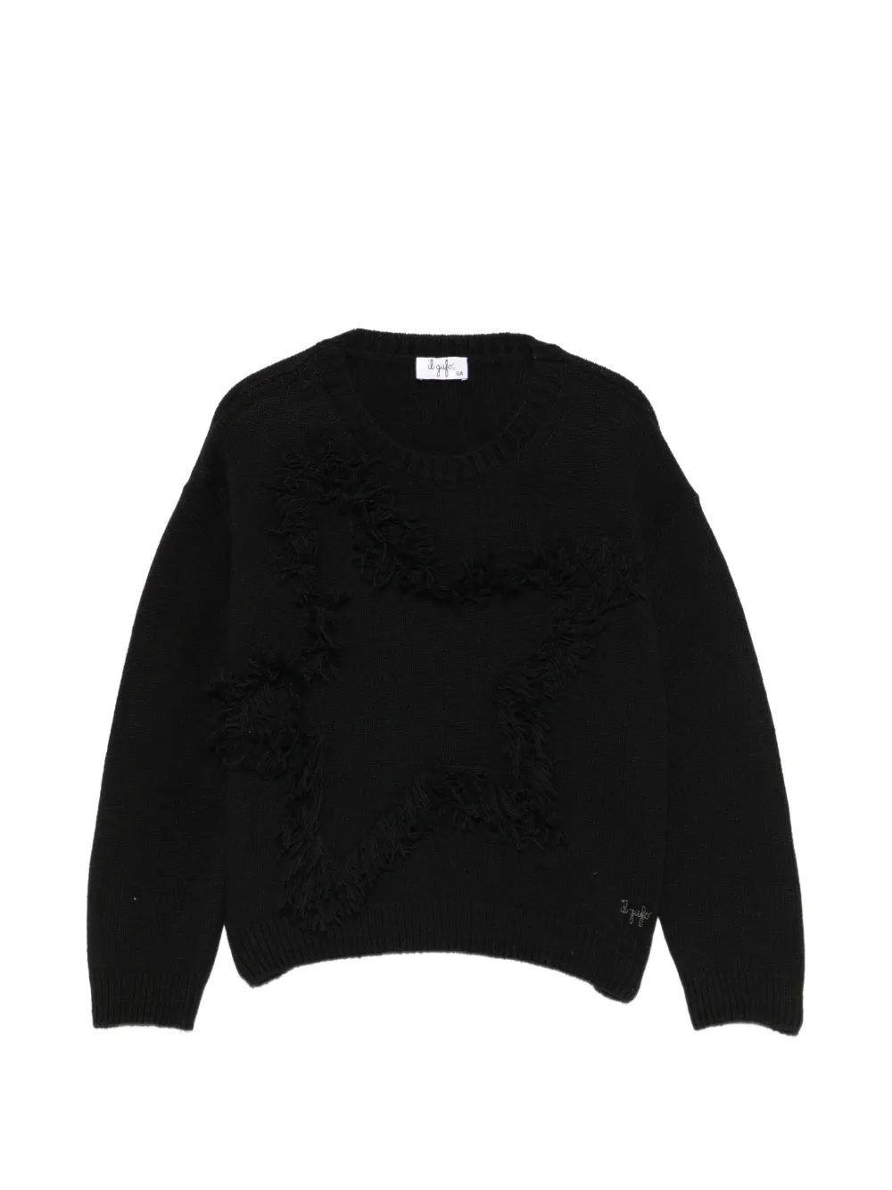 Il Gufo fringed star-motif sweater Zwart