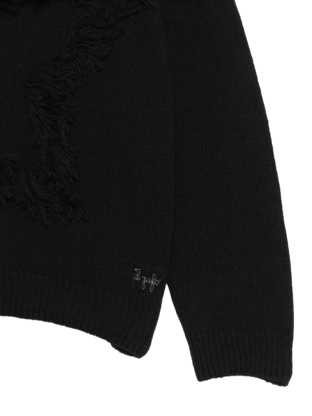 Il Gufo fringed star-motif sweater Zwart