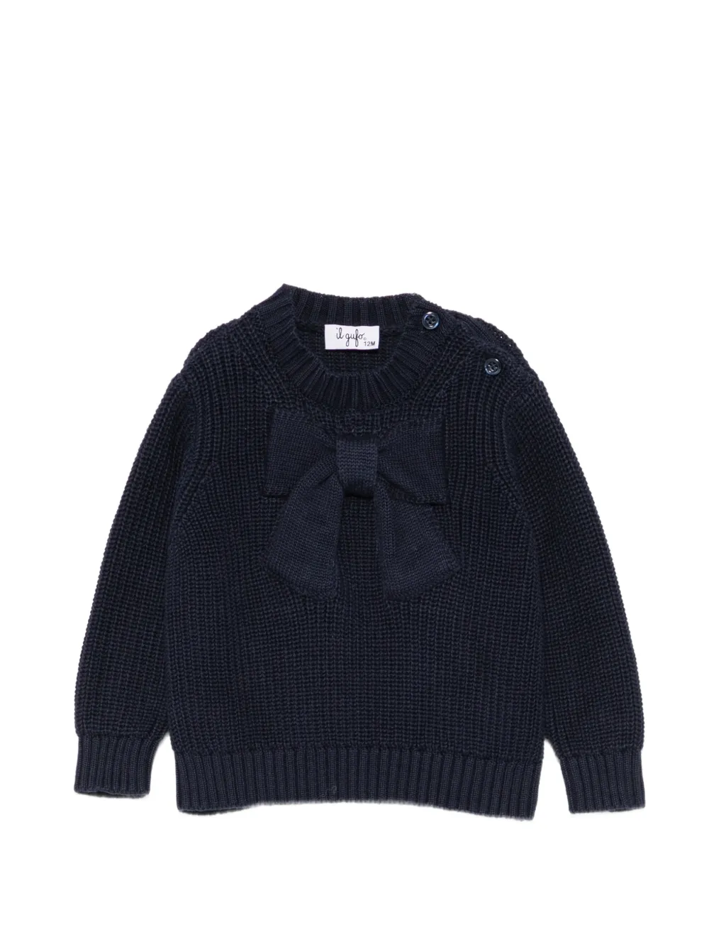 Il Gufo bow-detail chunky-knit sweater - Blu